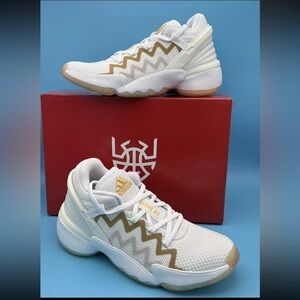 Adidas D.O.N ISSUE 2 FX9431 White/Gold Basketball Shoes SZ 5.5/ SZ 7 Womens